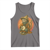 Japanese Samurai Cat Tank Top Retro Cat Playing Shamisen Art - Wonder Print Shop