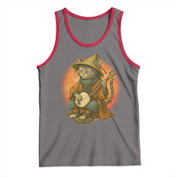 Japanese Samurai Cat Tank Top Retro Cat Playing Shamisen Art - Wonder Print Shop