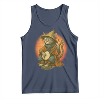 Japanese Samurai Cat Tank Top Retro Cat Playing Shamisen Art - Wonder Print Shop