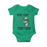 Funny Bass Fish Baby Onesie Here Fishy Fishy Fisherman Fishing Lover - Wonder Print Shop