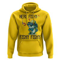 Funny Bass Fish Hoodie Here Fishy Fishy Fisherman Fishing Lover - Wonder Print Shop