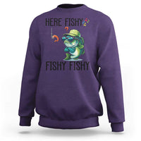 Funny Bass Fish Sweatshirt Here Fishy Fishy Fisherman Fishing Lover - Wonder Print Shop