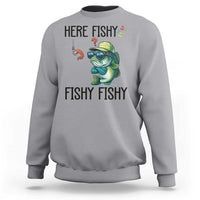 Funny Bass Fish Sweatshirt Here Fishy Fishy Fisherman Fishing Lover - Wonder Print Shop