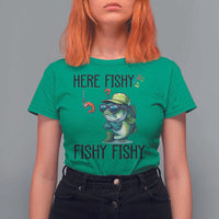 Funny Bass Fish T Shirt For Women Here Fishy Fishy Fisherman Fishing Lover - Wonder Print Shop
