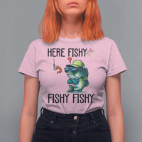 Funny Bass Fish T Shirt For Women Here Fishy Fishy Fisherman Fishing Lover - Wonder Print Shop