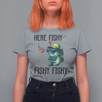 Funny Bass Fish T Shirt For Women Here Fishy Fishy Fisherman Fishing Lover - Wonder Print Shop