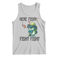Funny Bass Fish Tank Top Here Fishy Fishy Fisherman Fishing Lover - Wonder Print Shop