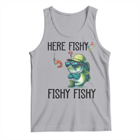 Funny Bass Fish Tank Top Here Fishy Fishy Fisherman Fishing Lover - Wonder Print Shop