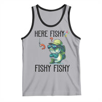 Funny Bass Fish Tank Top Here Fishy Fishy Fisherman Fishing Lover - Wonder Print Shop
