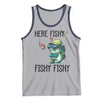 Funny Bass Fish Tank Top Here Fishy Fishy Fisherman Fishing Lover - Wonder Print Shop