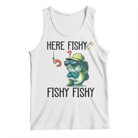 Funny Bass Fish Tank Top Here Fishy Fishy Fisherman Fishing Lover - Wonder Print Shop