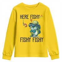 Funny Bass Fish Youth Sweatshirt Here Fishy Fishy Fisherman Fishing Lover - Wonder Print Shop