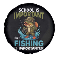 School Is Important But Fishing Is Important Spare Tire Cover Funny Bass Fishing - Wonder Print Shop