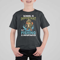School Is Important But Fishing Is Important T Shirt For Kid Funny Bass Fishing - Wonder Print Shop
