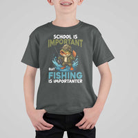School Is Important But Fishing Is Important T Shirt For Kid Funny Bass Fishing - Wonder Print Shop