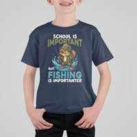 School Is Important But Fishing Is Important T Shirt For Kid Funny Bass Fishing - Wonder Print Shop