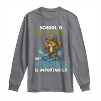 School Is Important But Fishing Is Important Long Sleeve Shirt Funny Bass Fishing - Wonder Print Shop