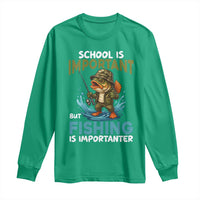 School Is Important But Fishing Is Important Long Sleeve Shirt Funny Bass Fishing - Wonder Print Shop