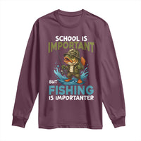 School Is Important But Fishing Is Important Long Sleeve Shirt Funny Bass Fishing - Wonder Print Shop