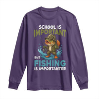 School Is Important But Fishing Is Important Long Sleeve Shirt Funny Bass Fishing - Wonder Print Shop