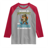 School Is Important But Fishing Is Important Raglan Shirt Funny Bass Fishing - Wonder Print Shop