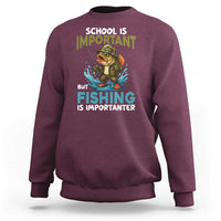 School Is Important But Fishing Is Important Sweatshirt Funny Bass Fishing - Wonder Print Shop