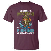 School Is Important But Fishing Is Important T Shirt Funny Bass Fishing - Wonder Print Shop
