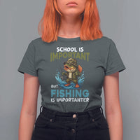 School Is Important But Fishing Is Important T Shirt For Women Funny Bass Fishing - Wonder Print Shop