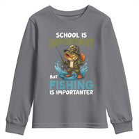 School Is Important But Fishing Is Important Youth Sweatshirt Funny Bass Fishing - Wonder Print Shop