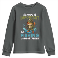 School Is Important But Fishing Is Important Youth Sweatshirt Funny Bass Fishing - Wonder Print Shop