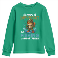 School Is Important But Fishing Is Important Youth Sweatshirt Funny Bass Fishing - Wonder Print Shop
