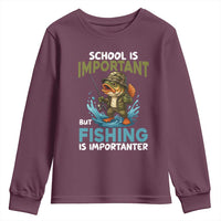 School Is Important But Fishing Is Important Youth Sweatshirt Funny Bass Fishing - Wonder Print Shop