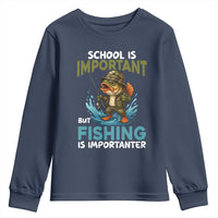 School Is Important But Fishing Is Important Youth Sweatshirt Funny Bass Fishing - Wonder Print Shop
