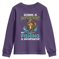 School Is Important But Fishing Is Important Youth Sweatshirt Funny Bass Fishing - Wonder Print Shop
