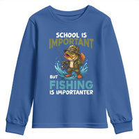 School Is Important But Fishing Is Important Youth Sweatshirt Funny Bass Fishing - Wonder Print Shop