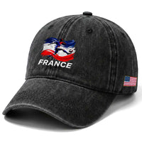 France Soccer Football Fan French Flag Washed Cotton Baseball Cap