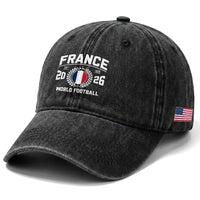 France Soccer Fan French Flag Patriotic Sports Washed Cotton Baseball Cap
