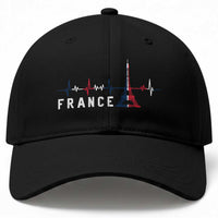 France Paris Heartbeat French Flag Eiffel Tower Souvenir Gift Baseball Cap