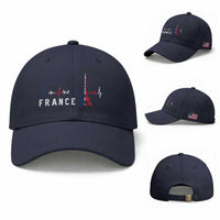 France Paris Heartbeat French Flag Eiffel Tower Souvenir Gift Baseball Cap