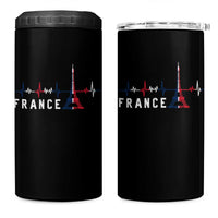 France Paris Heartbeat French Flag Eiffel Tower Souvenir Gift 4 in 1 Can Cooler Tumbler