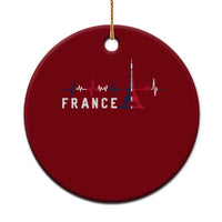 France Paris Heartbeat French Flag Eiffel Tower Souvenir Gift Ceramic Ornament