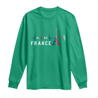 France Paris Heartbeat French Flag Eiffel Tower Souvenir Gift Long Sleeve Shirt