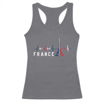 France Paris Heartbeat French Flag Eiffel Tower Souvenir Gift Racerback Tank Top