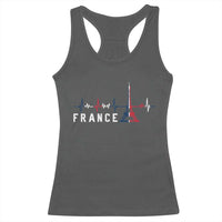 France Paris Heartbeat French Flag Eiffel Tower Souvenir Gift Racerback Tank Top