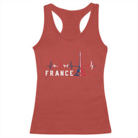 France Paris Heartbeat French Flag Eiffel Tower Souvenir Gift Racerback Tank Top