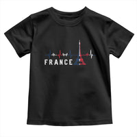 France Paris Heartbeat French Flag Eiffel Tower Souvenir Gift Toddler T Shirt