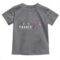 France Paris Heartbeat French Flag Eiffel Tower Souvenir Gift Toddler T Shirt