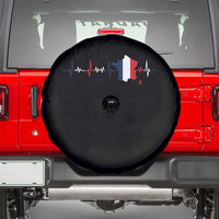 France Heartbeat EKG French Flag Map Spare Tire Cover