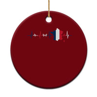 France Heartbeat EKG French Flag Map Ceramic Ornament