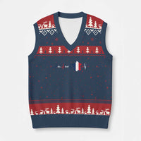 France Heartbeat EKG French Flag Map V-Neck Knit Sweater Vest